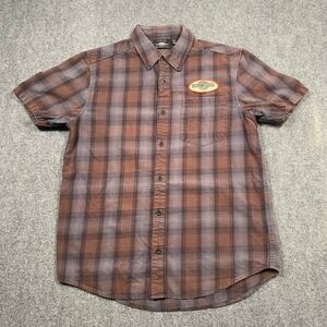 Harley Davidson Motorclothes Mens Plaid Short Sleeve Button Up Shirt L